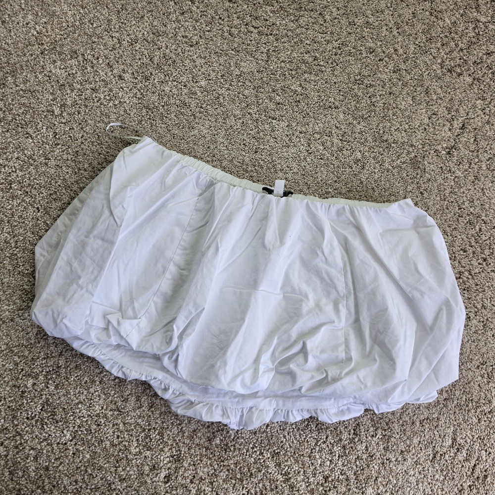 Khy Poplin Bubble Mini Skirt Womens Small White Puffed Voluminous Kylie Jenner - Picture 2 of 10